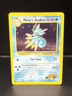 Pokemon TCG Misty's Seadra Holo Rare Gym Heroes Prerelease 9/132 BP - Image 2
