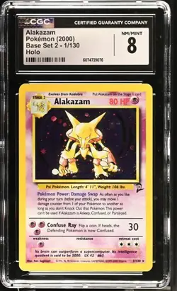 2000 Pokemon Base Set 2 Alakazam Holo CGC 8 NM/MINT - Image 1