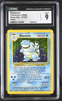 CGC 9 MINT Blastoise 1999 Base Set 2/102 Holo Pokemon Card - Image 1