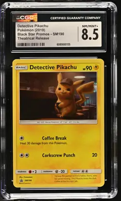 CGC 8.5 Detective Pikachu 2019 Black Star Promos SM190 Pokemon Card - Image 1