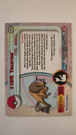 2000 Topps Pokemon TV Series Blue Logo #123 Tauros Non Holo - Image 2