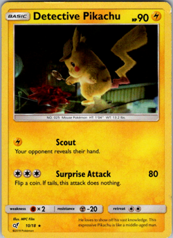 🔥 Pokemon TCG: Detective Pikachu - Detective Pikachu 10/18 Rare (2019) 🔥 - Image 1