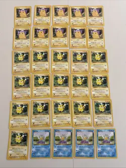 Vintage Pokemon Pikachu & Squirtle Lot Base Set Jungle 1999 Near Mint (30 Cards) - Image 1