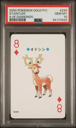 Pokemon Gold Poker Playing Card Stantler of Diamonds #234 PSA 10 Mint - Image 1