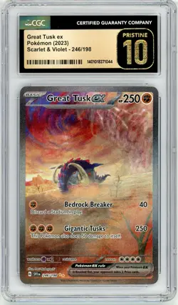 Pokemon Great Tusk EX #246 Scarlet and Violet CGC Pristine 10 - Image 1