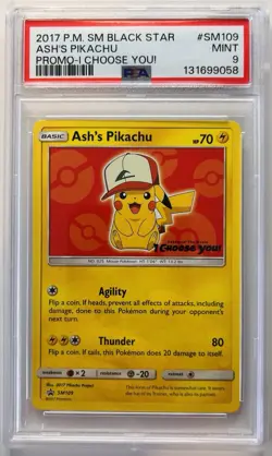 2017 Pokemon Sm Black Star Promo #SM109 Ash'S Pikachu PSA 9 - Image 1