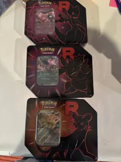 Pokemon Team Rocket/Destined Rivals Tin Set of 3 Mewtwo, Persian, Nidoking - Image 1