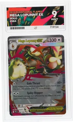 ACE 9 Mega Lopunny ex 084/094 2025 Phantasmal Flames Holo Graded Pokemon Card - Image 1