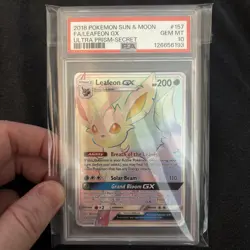 PSA 10 GEM MINT Leafeon GX 157156 Ultra Prism Secret Rare Holo Pokemon C G2U - Image 4