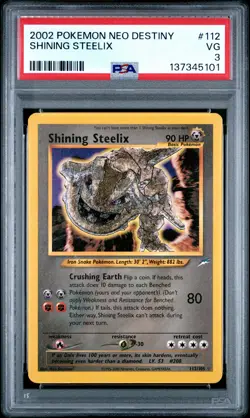 Shining Steelix Pokemon Neo Destiny 112 PSA 3 - Image 1