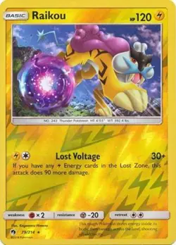 Raikou - 79/214 - Rare - Reverse Holo NM, English Pokemon Lost Thunder - Image 1