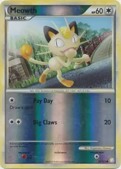 Meowth - 75/123 - Common - Reverse Holo LP, English Pokemon HeartGold SoulSilver - Image 1
