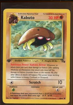 Kabuto Common 50/62 HP/DMG 1st Edition Fossil Pokemon - Image 3
