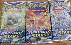 Pokemon Brilliant Stars 3 Booster Packs SEALED Charizard + Arceus + Whimsicott - Image 1