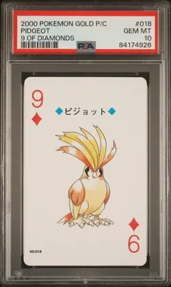 Pokemon Pidgeot 9 of Diamonds, Gold Ho-oh Back Poker Deck #17 PSA 10 - Image 1