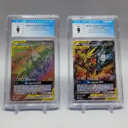 Pokemon Card Lot Moltres Zapdos Articuno GX Hidden Fates 69/68 & SM210 Graded 9 - Image 1