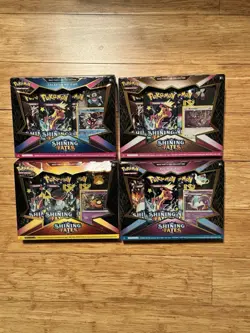 Pokemon TCG Shining Fates Mad Party Pin Collection Box Set of 4 Factory Sealed - Image 1