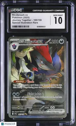 2025 Pokemon Journey Together N's Zoroark ex Special Illustration CGC 10 185/159 - Image 1