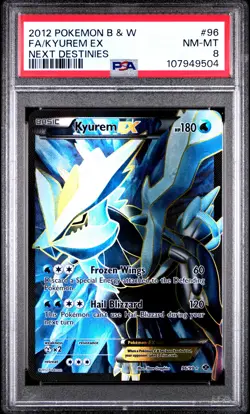 2012 POKEMON B&W NEXT DESTINIES #96 FULL ART/KYUREM EX PSA 8 - Image 1