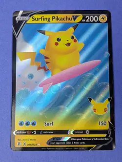 Surfing Pikachu V - 008/025 - Ultra Rare Celebrations - Pokemon Card - NM - Image 1