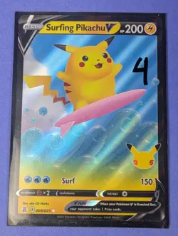 Surfing Pikachu V - 008/025 - Ultra Rare Celebrations - Pokemon Card - NM - Image 3