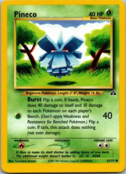 Pineco - Neo Discovery 61/75 - Common - NM Pokemon TCG - Image 1