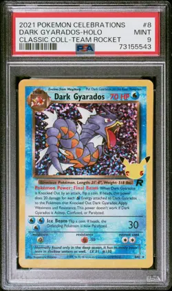 DARK GYARADOS 2021 POKEMON CELEBRATIONS CLASSIC COLL TEAM ROCKET #8 PSA 9 MT - Image 1
