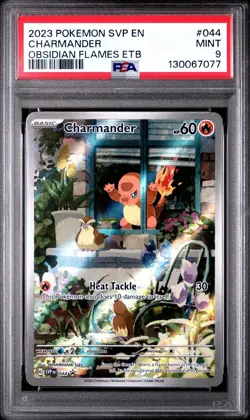 2023 POKEMON OBSIDIAN FLAMES ETB PROMO #044 CHARMANDER PSA 9 - Image 1