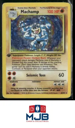 Pokemon Machamp Base Set 8/102 Holo 1st Edition HP - Image 1
