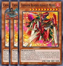 Yugioh! 3x Crimson Blader/Assault Mode BPRO-EN008 Super Rare 1st Ed NM - Image 1