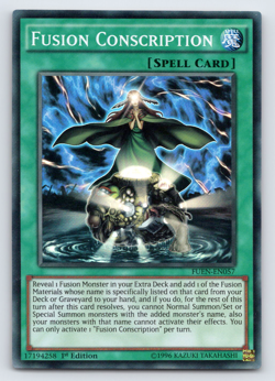 Fusion Conscription - FUEN-EN057 - Super Rare - 1st Edition Yugioh - Image 1