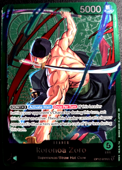 Roronoa Zoro OP12-020 ONE PIECE Tcg Card Game NM GREEN Leader - Image 1