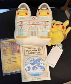 Pokemon x Natural History Museum Pikachu Jumbo Promo Card, Plush ecology booklet - Image 1