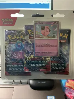 Pokemon Cards Scarlet & Violet Temporal Forces CLEFFA BLISTER PACK (3 Boosters+) - Image 1