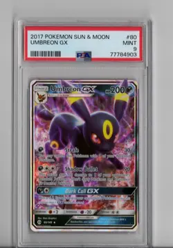 RARE 2017 Pokemon Sun & Moon FULL ART UMBREON GX HOLO 80/149! PSA 9 MINT GRADED - Image 1