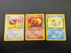 Pokemon Jungle Eevee Evolution Set - Eevee, Flareon & Vaporeon (Lightly Played) - Image 1