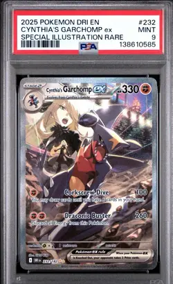 2025 POKEMON DRI EN-DESTINED RIVALS #232 CYNTHIA'S GARCHOMP EX PSA 9 - Image 1