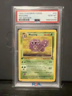 1999 Pokemon Fossil Weezing 45 1st Edition PSA 10 - Image 1