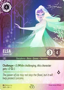 Lorcana SATIN FOIL Elsa - Gloves Off (Disney 100) - Promotional Cards # 019 - Image 1