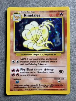 Ninetales Holo Unlimited Rare Pokemon TCG Card 12/102 Base Set - Image 1