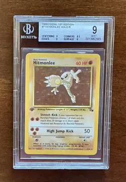 1999 Pokemon Fossil 1st Edition #07 Hitmonlee BGS 9 - Image 1
