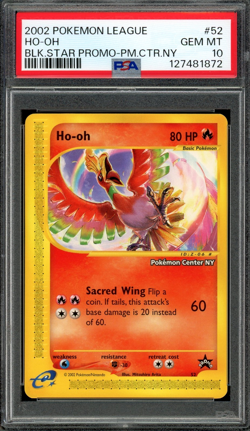 PSA 10 Gem Mint Ho-Oh Pokemon Center NY Black Star Promo 52 WOTC Vintage Pokemon - Image 1