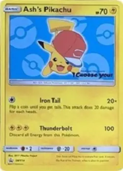 NM-Mint Ash's Pikachu - SM114 - SM Black Star Promo Pokemon SM Promos - Image 1
