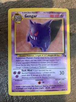 GENGAR 20/62 NON-HOLO RARE FOSSIL SET POKEMON CARD - LP - Image 1