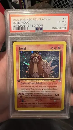 2002 Pokemon German Neo Revelation 1st Edition Holo Rare Entei 6/64 PSA 6 - Image 1