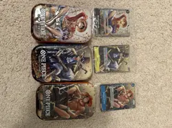 One Piece Tin Pack Set Vol 2 Luffy P075 Sabo P073 Ace P074 Promos And Tin - Image 1