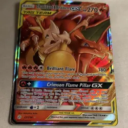 Pokemon Charizard & Braixen GX 22/236 Ultra Rare Holo Cosmic Eclipse Card - Image 1