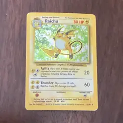 Pokemon Raichu Base Set 14/102 Holo Rare 1999-2000 Wizards Copyright Card - Image 1