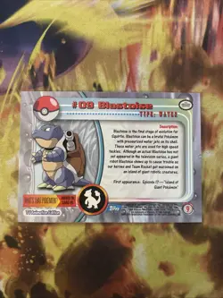 1999 Topps Pokemon TV Animation Series 1 Blastoise #9 Blue Logo Non Holo - Image 2