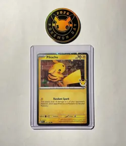 Pikachu 051/162 Stamped (Pokemon Day 2026) With Pokemon Day Coin And Top Loader - Image 1